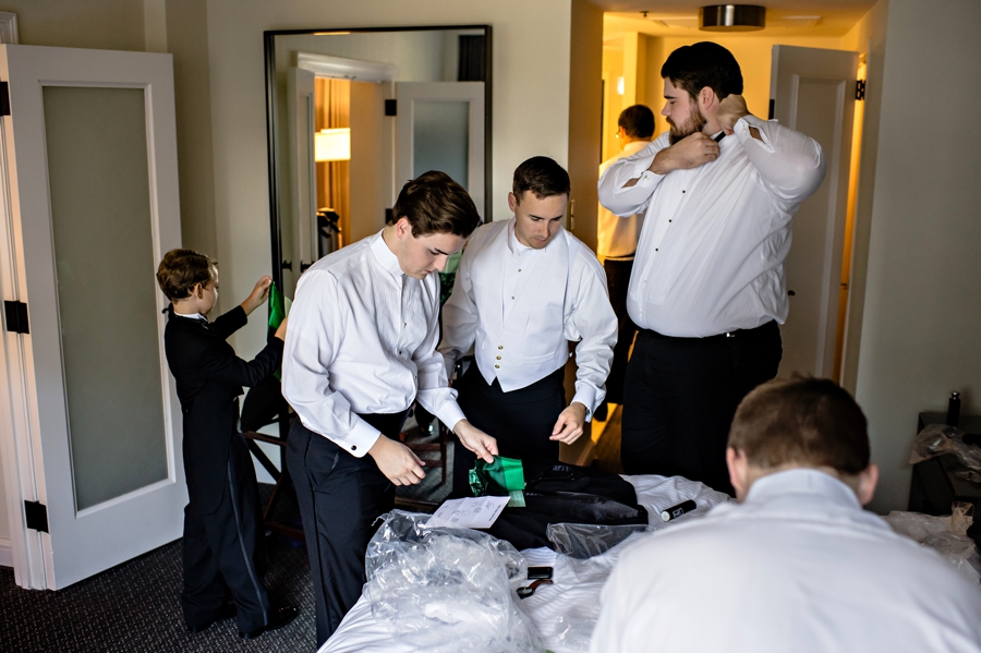 Groomsman getting ready before the ceremony.